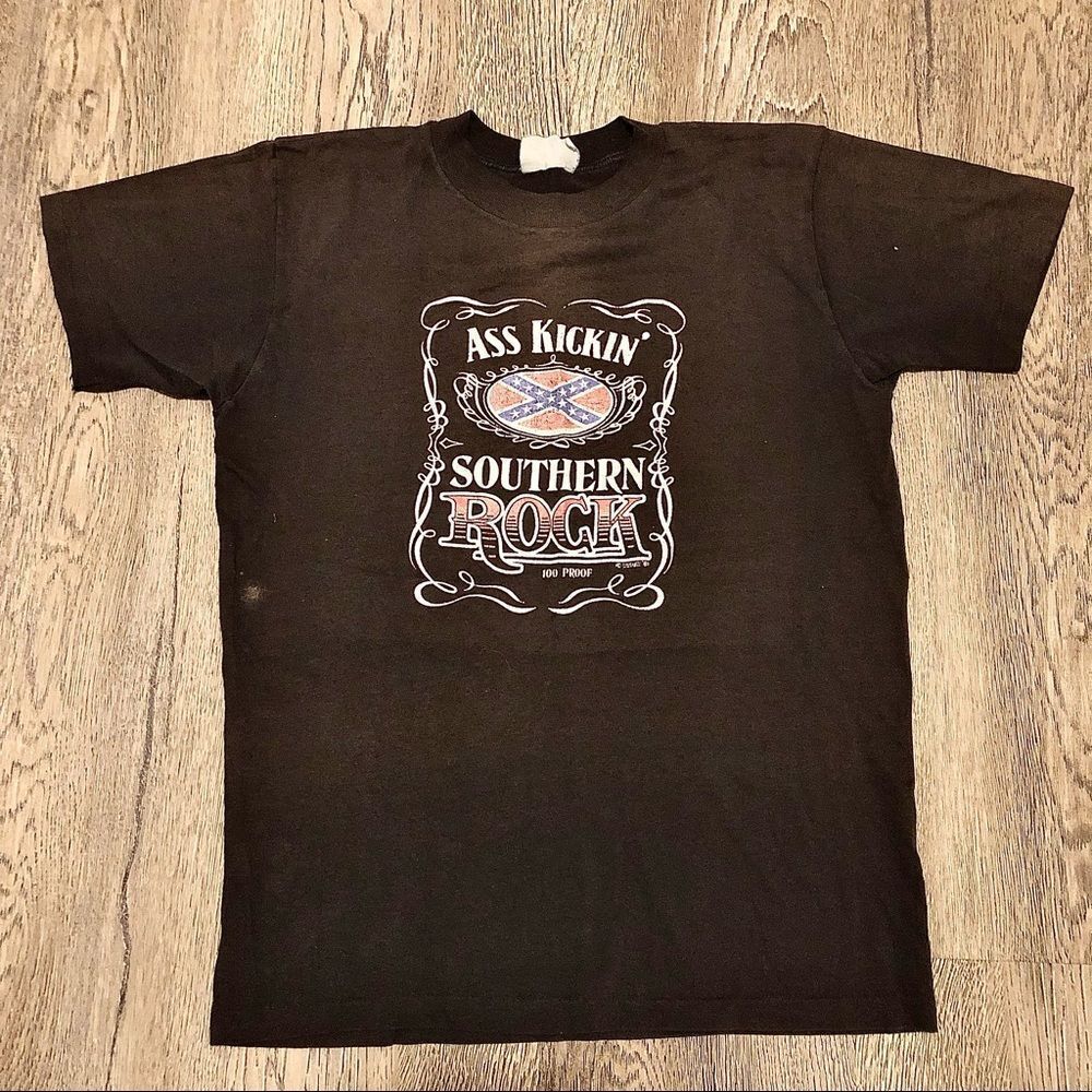 VTG 80s 1981 Ass Kickin Southern Rock 100 Proof Alcohol Single Stitch T-Shirt M